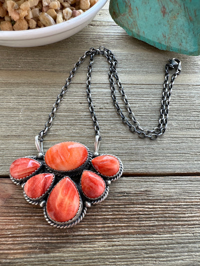 Orange Spiny Cluster Necklace