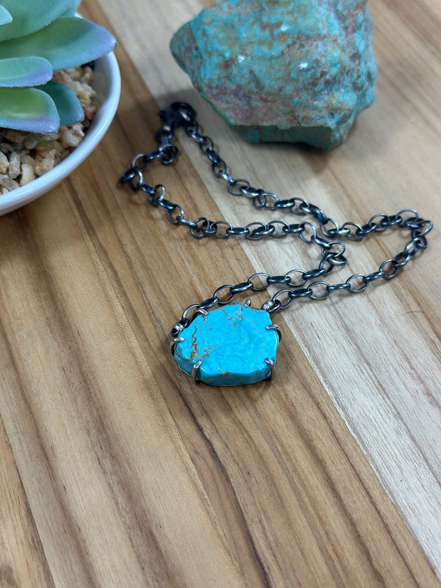 Kingman Turquoise Water Proof Bar Necklace