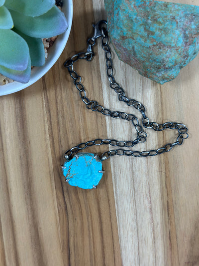 Kingman Turquoise Water Proof Bar Necklace