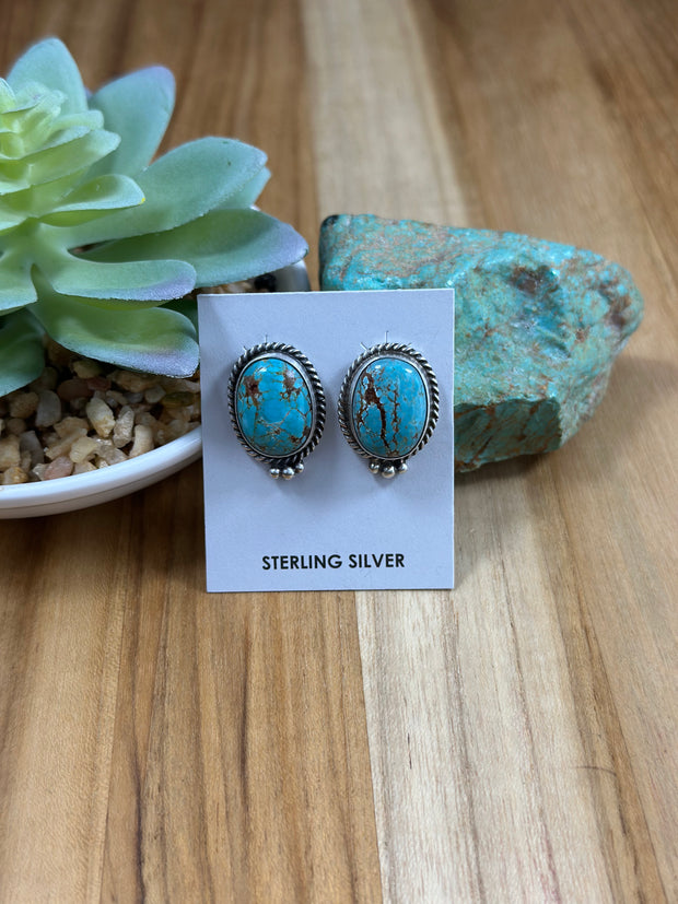 Kingman Turquoise Oval Stud Earrings