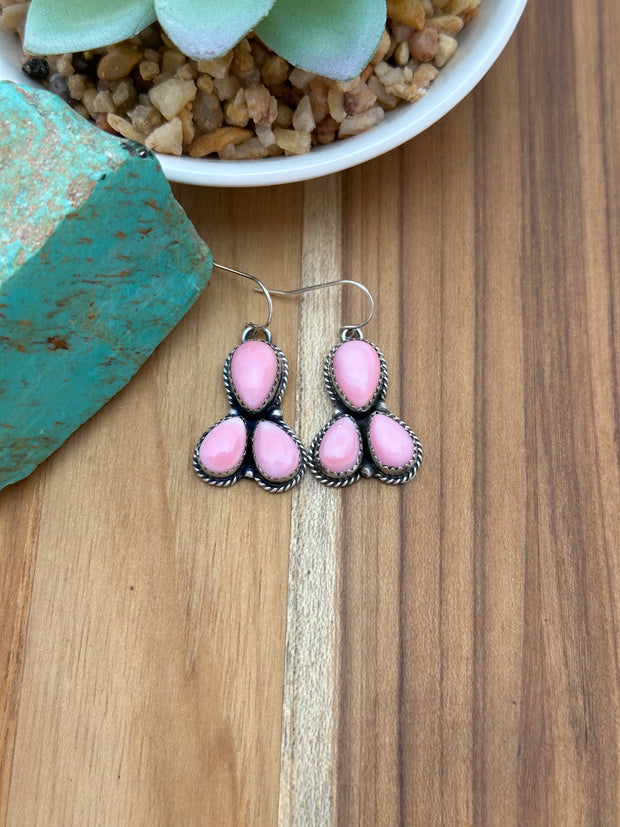 3 Stone "Cotton Candy" Dangle Earrings
