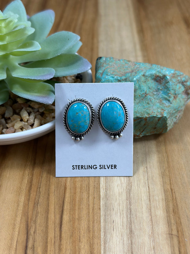 Kingman Turquoise Oval Stud Earrings