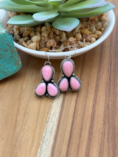 3 Stone "Cotton Candy" Dangle Earrings