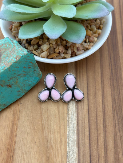 3 Stone Pink Earrings