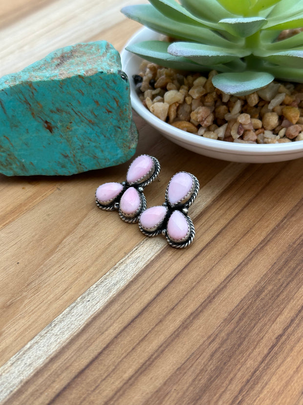 3 Stone Pink Earrings