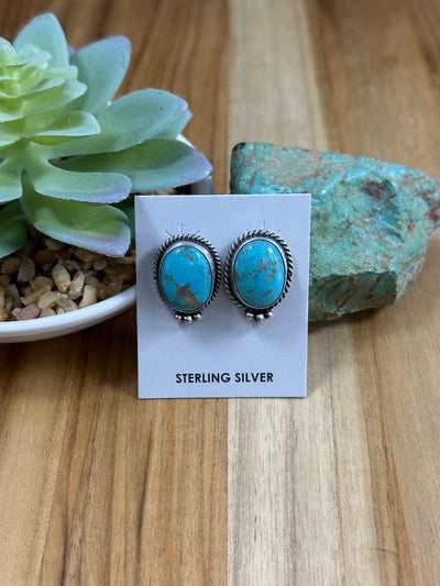 Kingman Turquoise Oval Stud Earrings