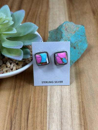 Cotton Candy Square Stud Earrings