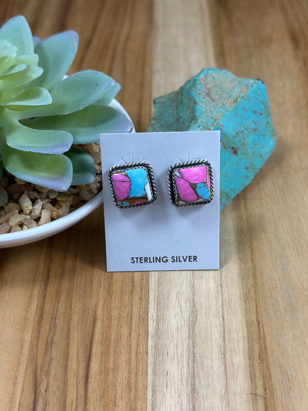 Cotton Candy Square Stud Earrings
