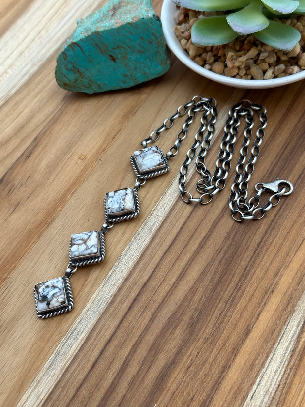 White Buffalo 4 Stone Necklace