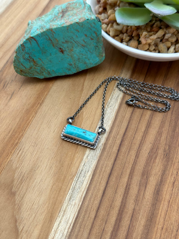 Kingman Turquoise Bar Necklace