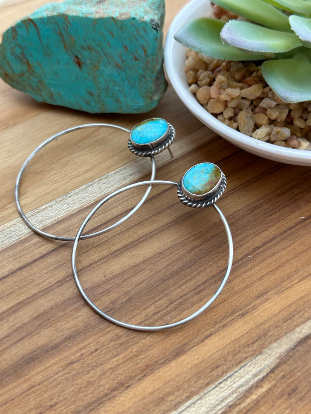 Kingman Turquoise Hoop Earrings