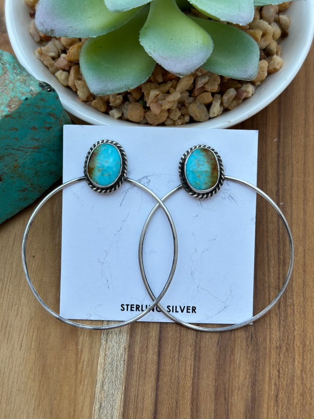 Kingman Turquoise Hoop Earrings