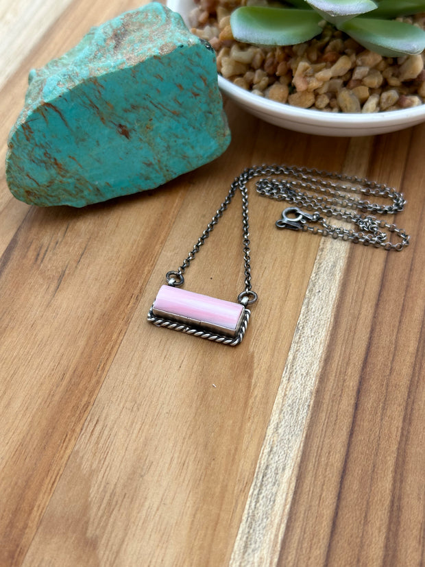 Pink Conch Bar Necklace