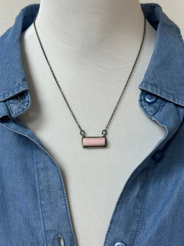 Pink Conch Bar Necklace