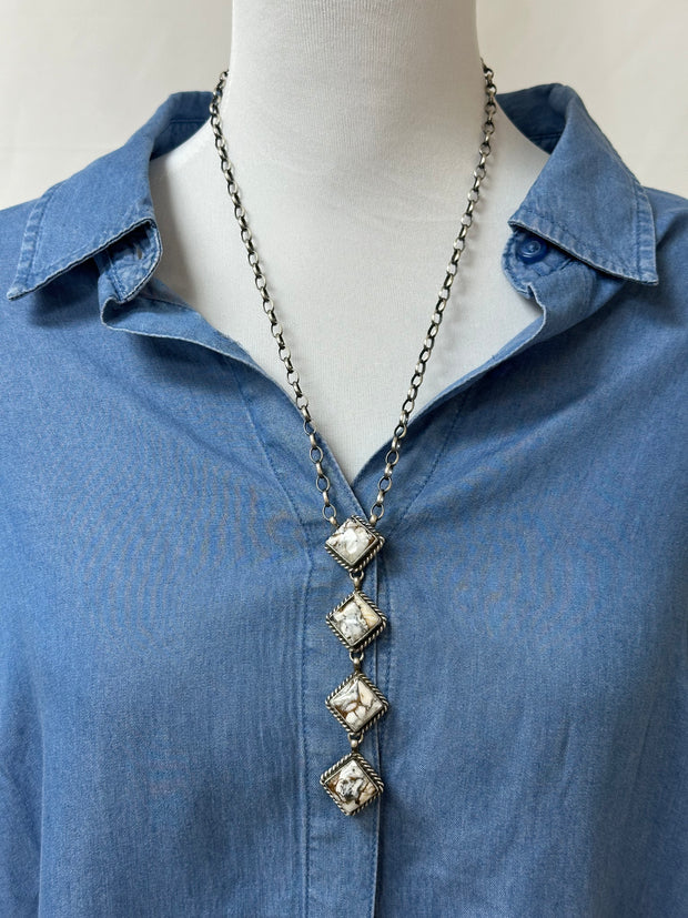 White Buffalo 4 Stone Necklace