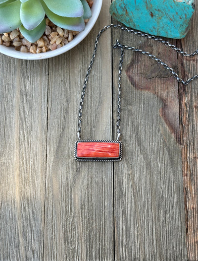 Orange Spiny Bar Necklace