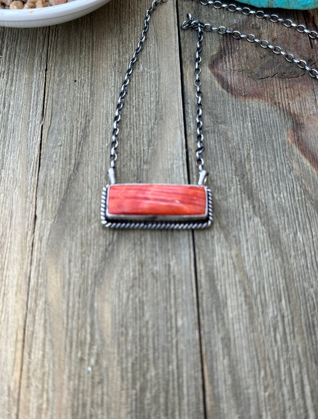 Orange Spiny Bar Necklace