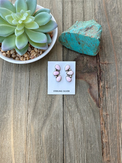 Pink Conch Half Cluster Earring