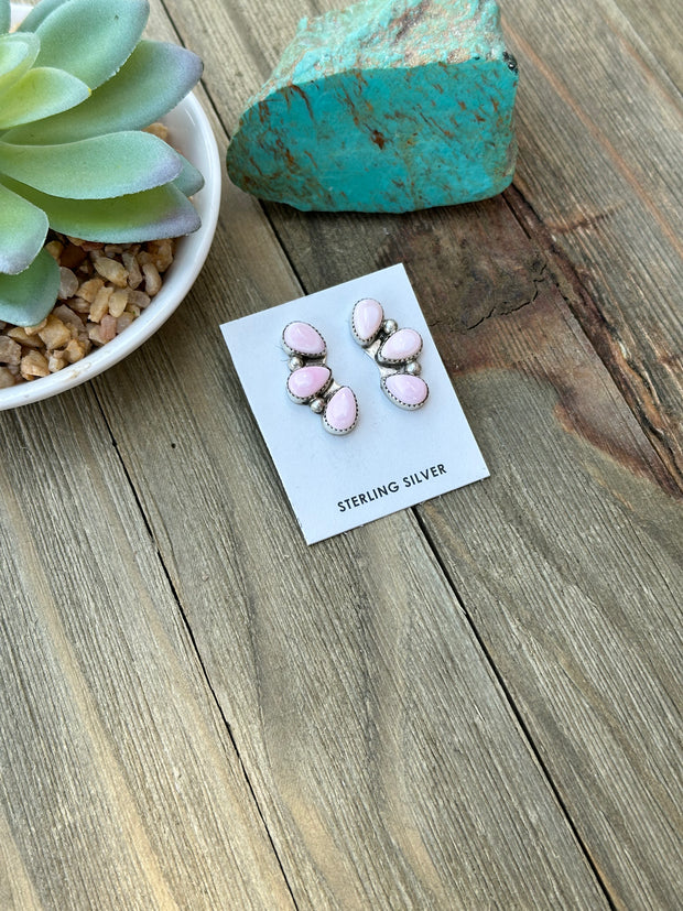Pink Conch Half Cluster Earring