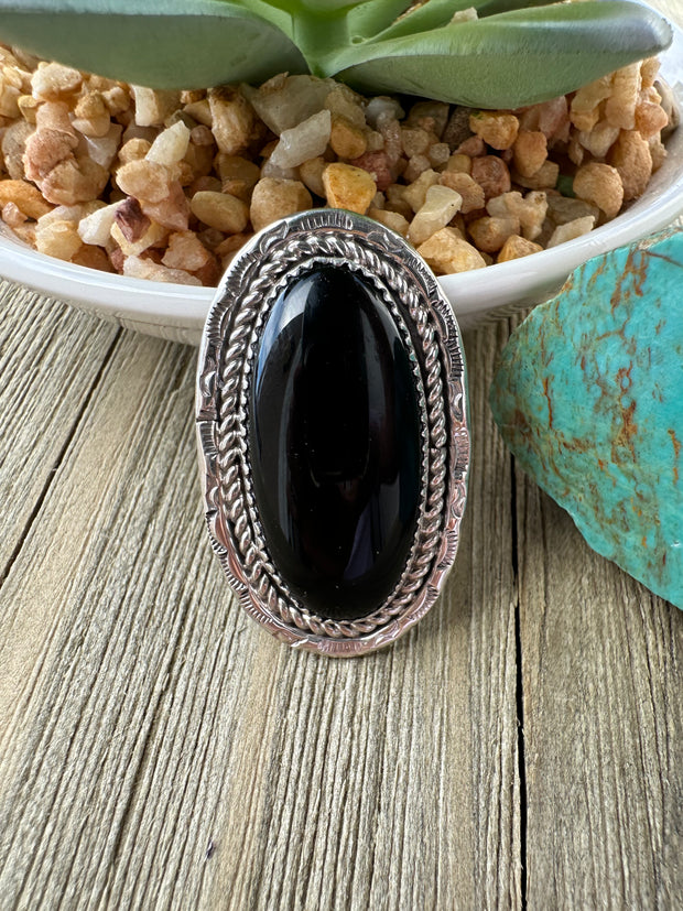 Black Onyx oval ring