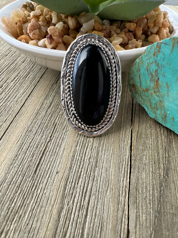 Black Onyx oval ring