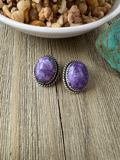 Charoite Stud Earrings