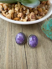 Charoite Stud Earrings