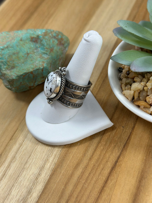 Sunshine White Buffalo Oval Ring
