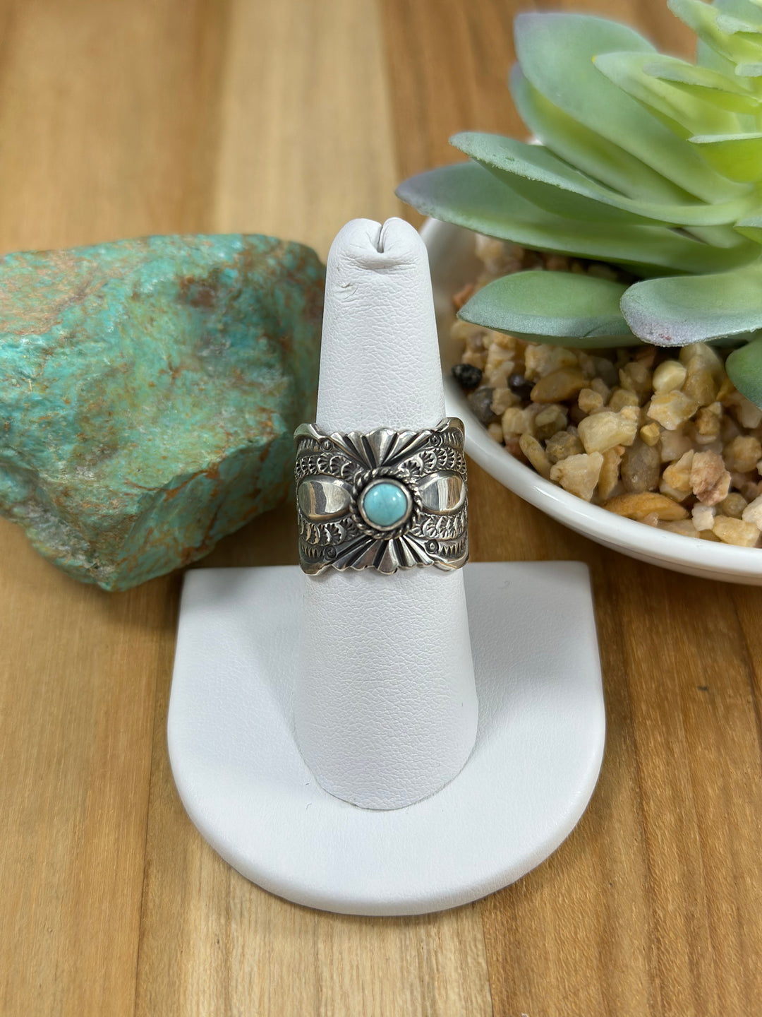 ALEXIA STAM♢turquoise arrow silver ring 7.4 Mm Horseshoe Round Turquoise Ring Trendy Band Thumb New
