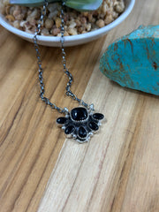 Black Onyx Cluster Necklace