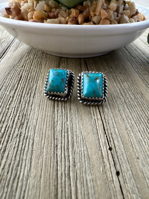 Kingman Turquoise Square Studs