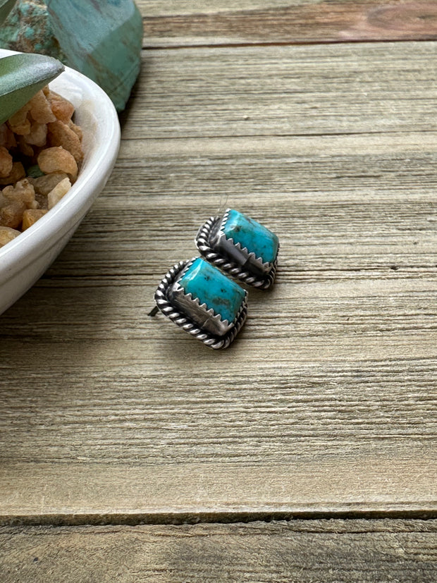 Kingman Turquoise Square Studs