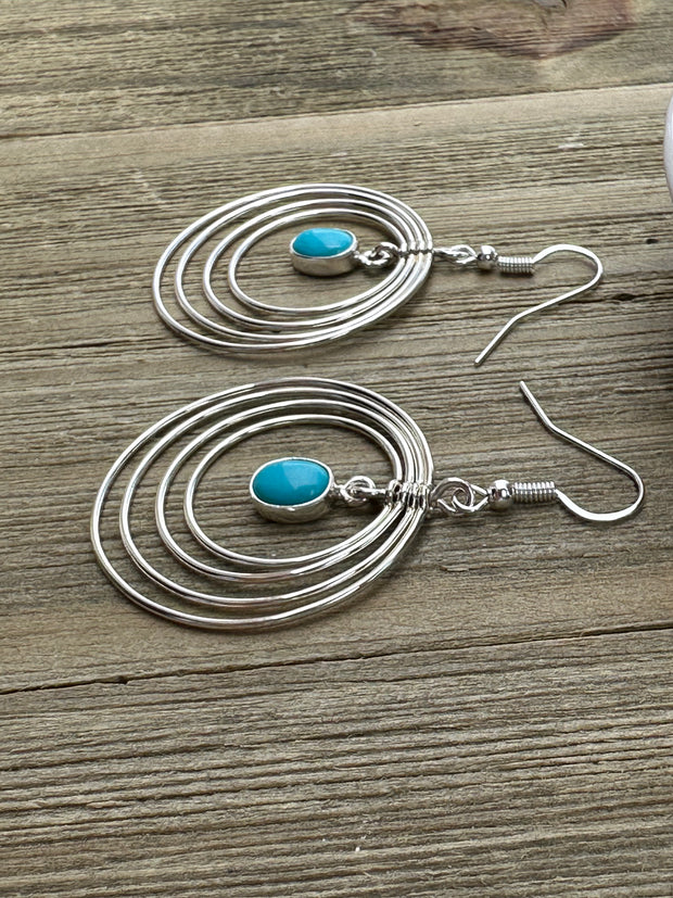 Turquoise Disco Hoop Earrings