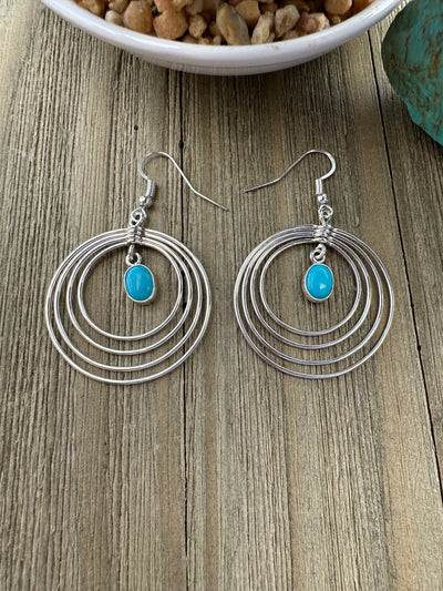 Turquoise Disco Hoop Earrings