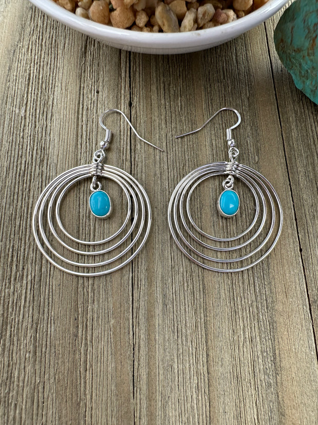 Turquoise Disco Hoop Earrings