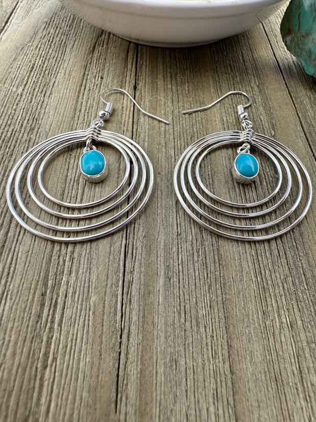Turquoise Disco Hoop Earrings