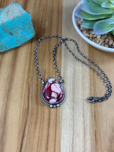 Dahlia Rose Oval  Necklace