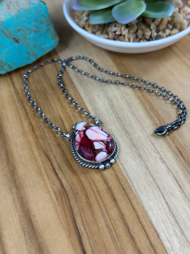 Dahlia Rose Oval  Necklace