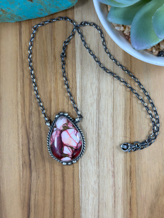 Dahlia Rose Oval  Necklace