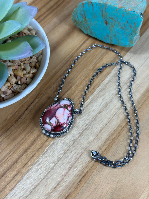 Dahlia Rose Oval  Necklace