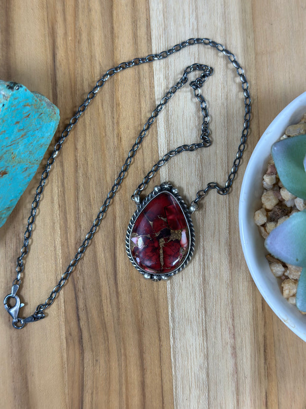Dahlia Rose Oval Necklace