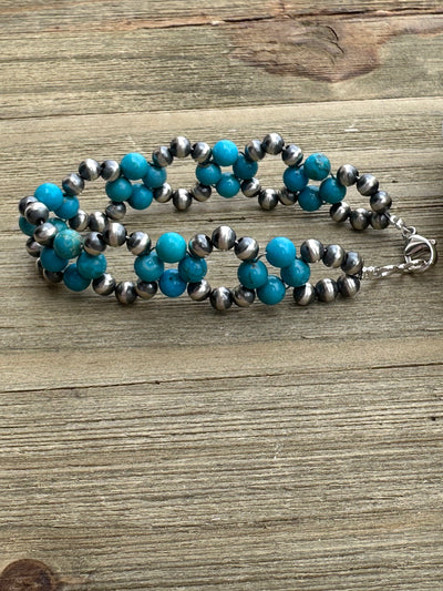 Turquoise pearl Flower Bracelet