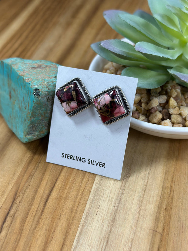 Dahlia Rose Square Earrings