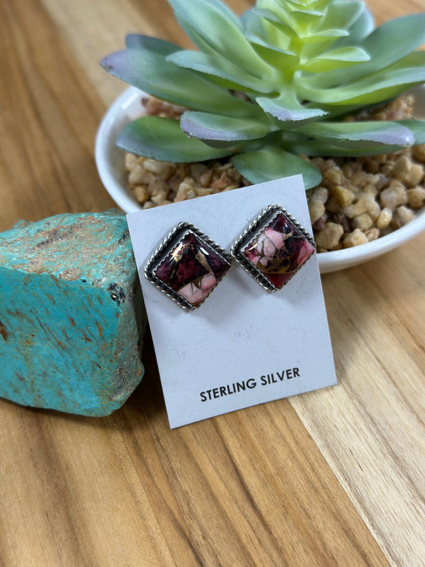 Dahlia Rose Square Earrings
