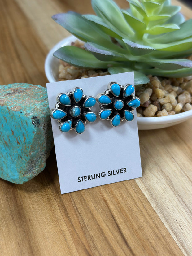 Kingman Turquoise Cluster Earrings