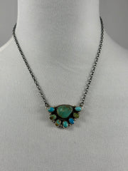 Kingman Turquoise Cluster Necklace