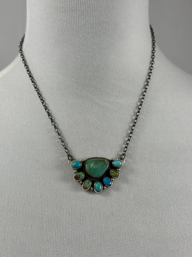 Kingman Turquoise Cluster Necklace
