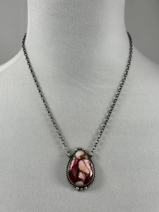 Dahlia Rose Oval  Necklace