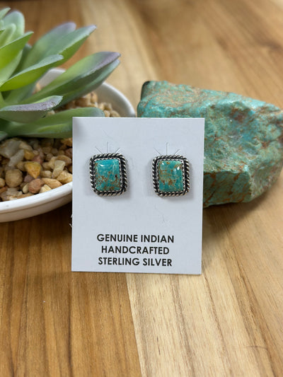 Kingman Turquoise Square Earrings