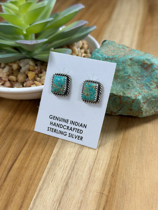 Kingman Turquoise Square Earrings